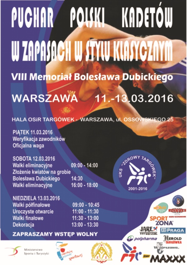 VIII Memoriał Bolesława Dubickiego - Puchar Polski Kadetów - Warszawa 2016
