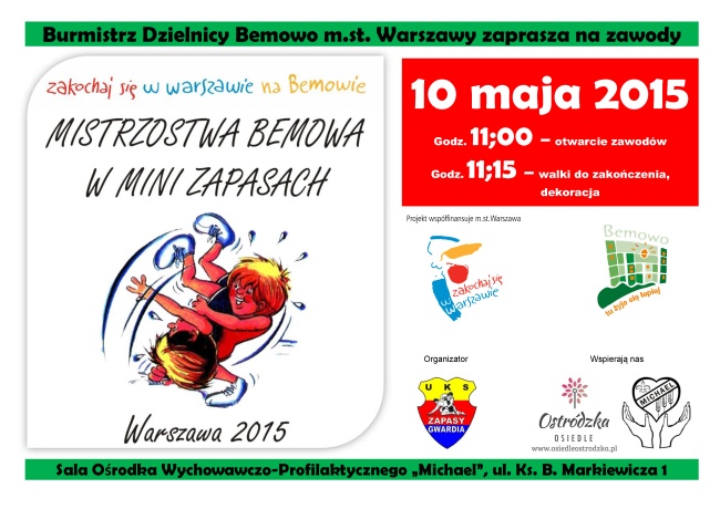 II Turniej Dzieci Otwarte Mistrzostwa Bemowa w mini zapasach w stylu wolnym - Warszawa 2015